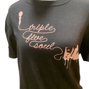 Triple Five Soul‎ Vintage RARE Tee-Shirt Black with Pink Script Graphic EUC